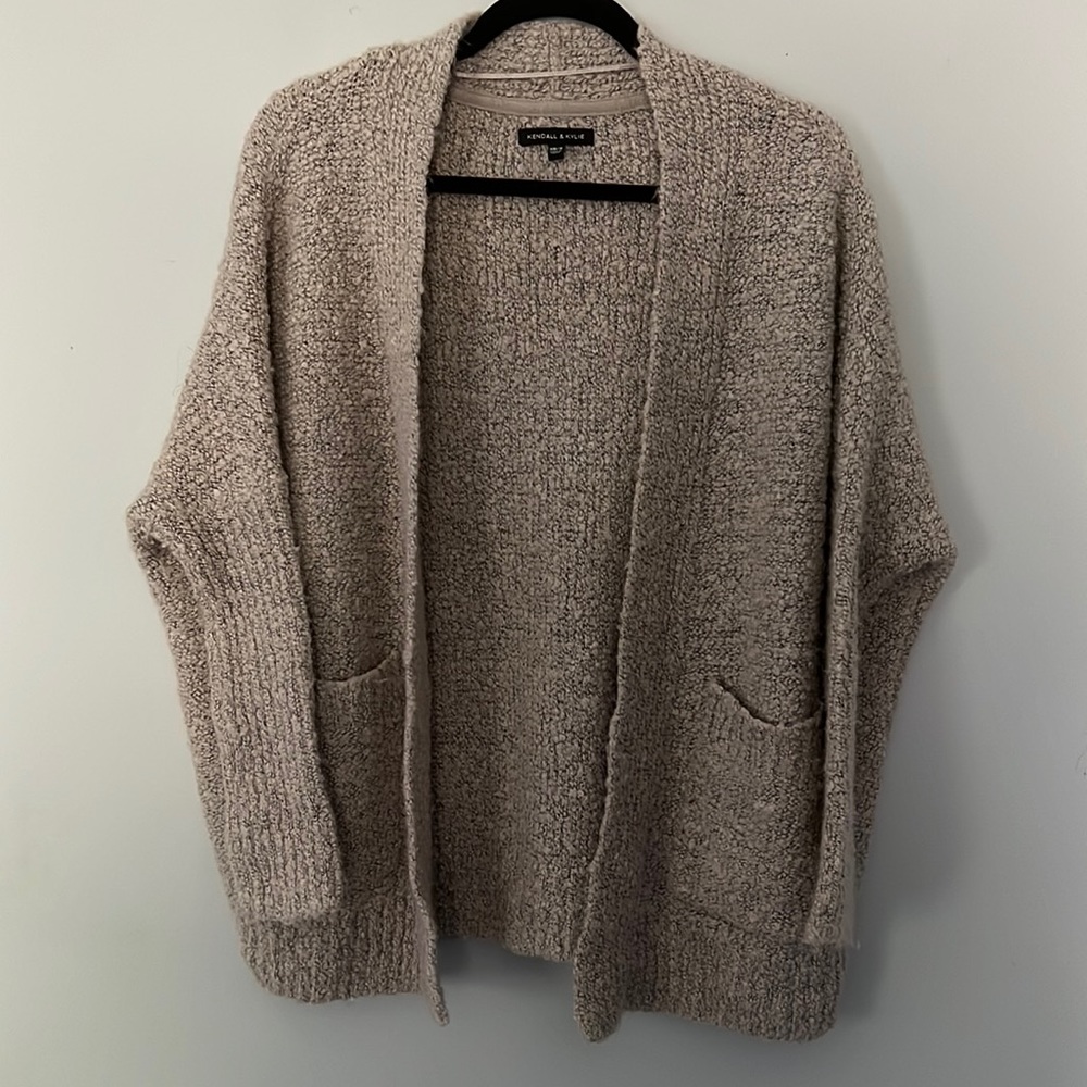 Oatmeal Colored Wool Blend Open Oversized Cardigan Size XS/S